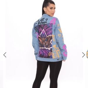 Love is the Answer Graffiti Denim Jacket